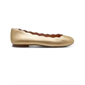 french / sole Jigsaw Scalloped Platinum Gold Metallic Ballet Flats Size 8 NEW